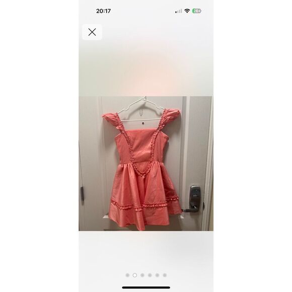 Maison Amory Coral Pink Ruffle Mini Dress | Summer Party size S Preloved - Picture 3 of 5